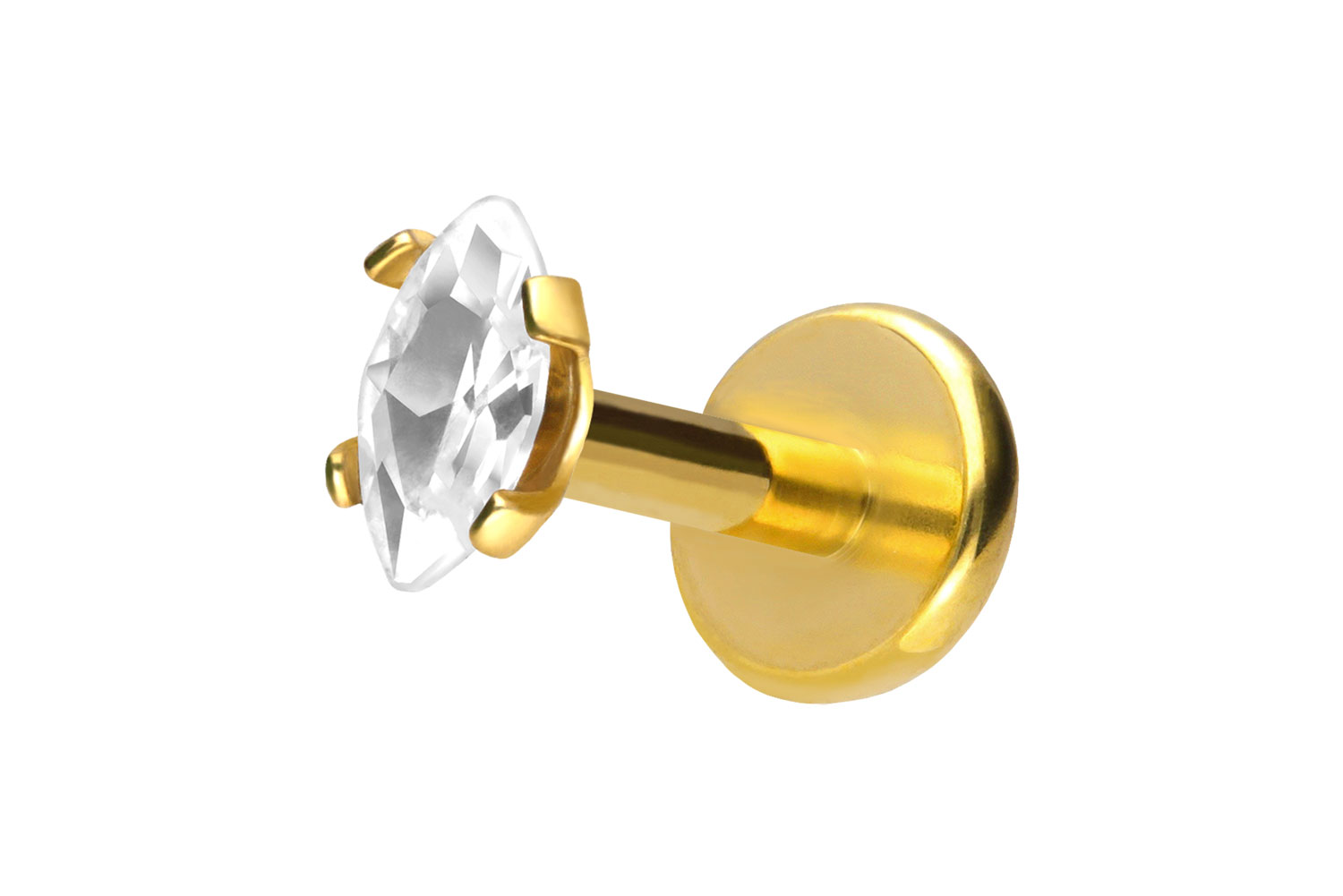 Titan Labret Piercing mit Push Fit EINGEFASSTER KRISTALLTROPFEN